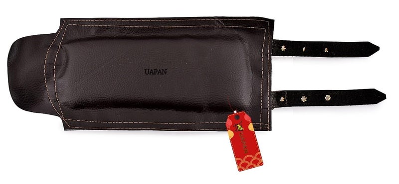 UAPAN 4 line Bells Leather Pad for Classical Bharatanatyam Kathak Dance with Adjustable Strap (Brown Leather, Belt) - Image 4