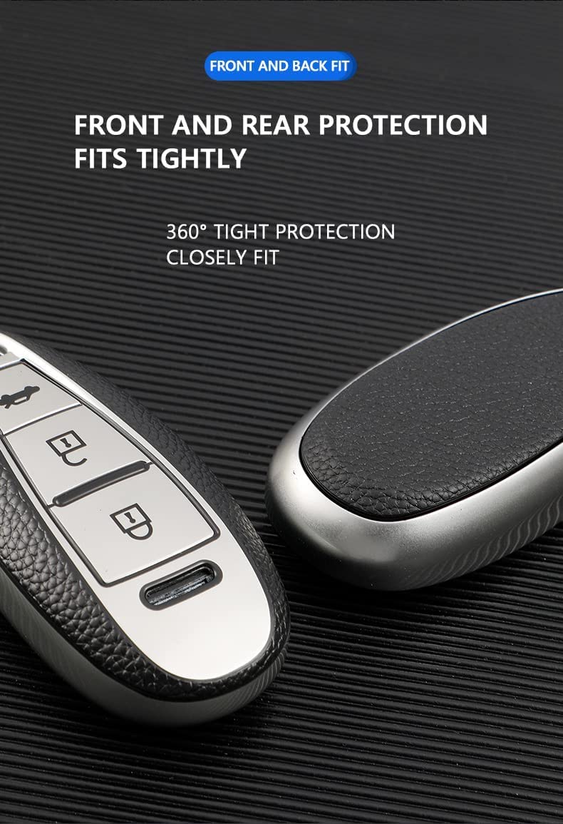 JVCV® Premium Soft TPU Leather Pattern Key Cover Compatible with Maruti Suzuki 3 Button Baleno Ciaz Vitara Brezza S Cross Swift Ignis and Toyota Urban Cruiser Smart Key (Silver) - Image 5