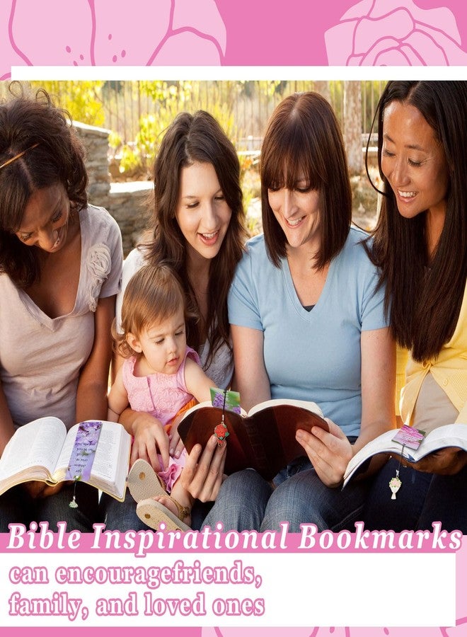 مجموعة كويلي المكونة من 24 مجموعة من فواصل الكتب المسيحية المزينة بآيات من الكتاب المقدس بمناسبة عيد الأم، تتضمن أمثالًا ملهمة وقلادة على شكل زهرة، وهي هدية رائعة للأمهات. - Image 4