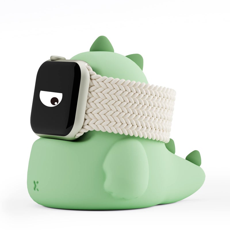 ELETIUO Charger Stand Compatible with Apple Watch Series Ultra2/Ultra/10/9/8/SE2/7/6/SE/5/4/3/2/1 (49/46/45/44/42/41/40/38mm),Dinosaur iWatch Charging Dock,Supports Nightstand Mode,Mint Green - Image 1