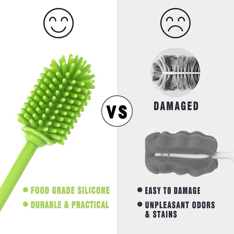 ddLUCK Silicone Bottle Cleaning Brush with Long Handle, 12.5" Water Bottle Cleaner for Baby Bottles, Hydro Flask, Sports Bottle, Vase, Glassware, Perfect for Smaller Diameter Bottle Openings (One Pack) - Image 3