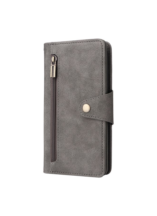Generic - Nail Buckle Zipper Wallet Style Leather Case For IPhone 14 Pro Max IPhone 14 Plus Digital Computer Protective Cover-Color:grey-Applicable Models:iphone  6G 4.7 - Image 1