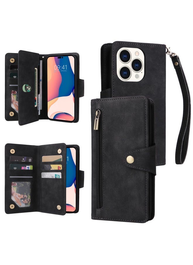 Generic - Nail Buckle Zipper Wallet Style Leather Case For IPhone 14 Pro Max IPhone 14 Plus Digital Computer Protective Cover-Color:grey-Applicable Models:iphone  6G 4.7 - Image 1