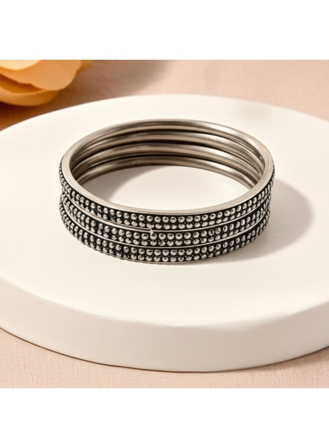 Pretty Precious Bangle Set with Oxidised Plating for Women (Set of 4) – Available in Size 2.6 | Traditional Boho Style - Image 2