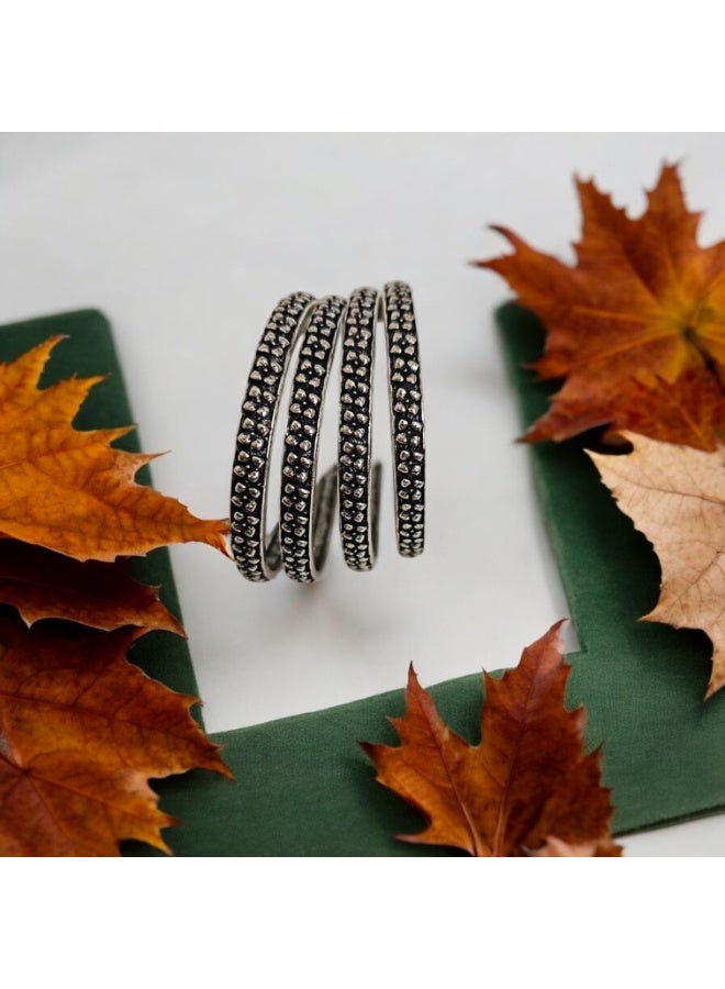 Pretty Precious Bangle Set with Oxidised Plating for Women (Set of 4) – Available in Size 2.6 | Traditional Boho Style - Image 4