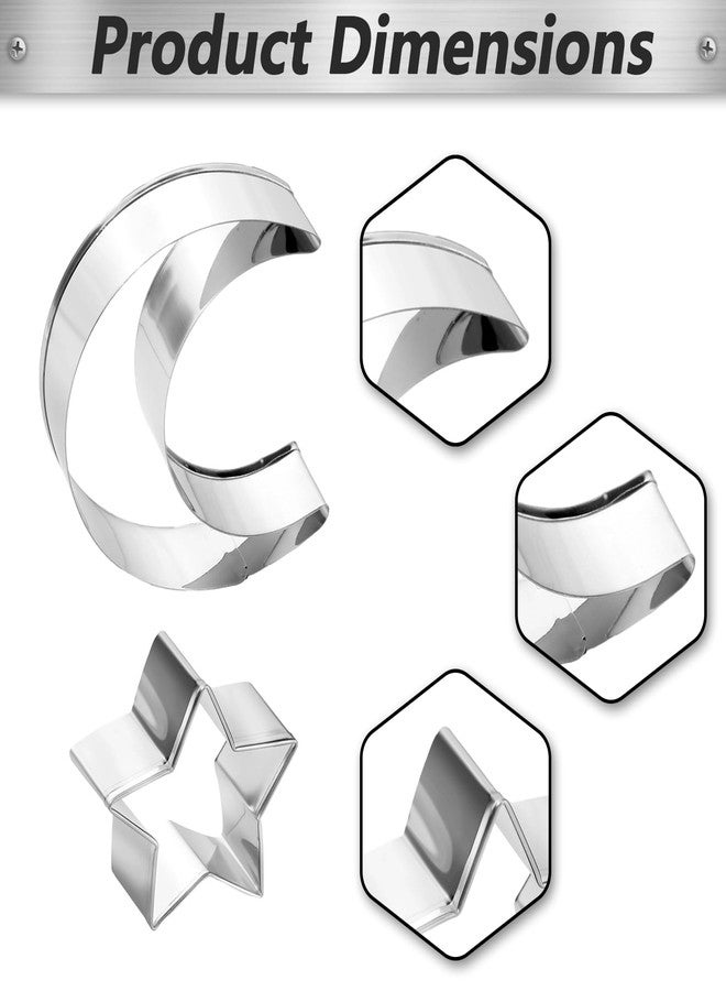 Macuezu 2 PCS Metal Cookie Cutters, Stainless Steel Deep Moon Star Cookie Cutter for Baking, Cute High Moon Cookies Cutter for Christmas Pastry Making, Fondant - Image 4