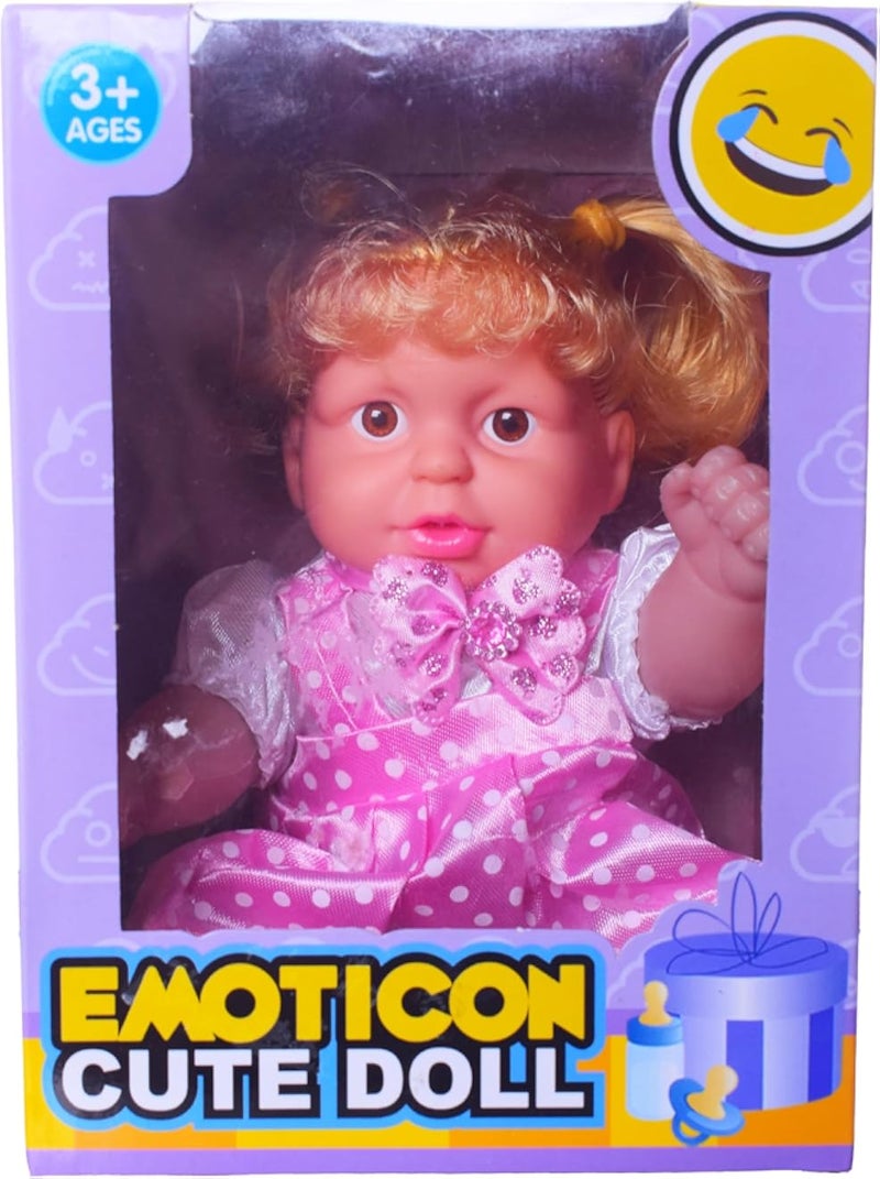 Glitter Emoticon Cute Doll For 3 Years And Above - Multicolor Af1