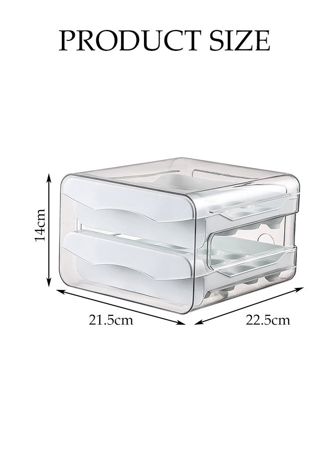 DUNISO 32 Grid Egg Holder for Refrigerator,2 Layers Egg Fresh Storage Box for Fridge,Drawer Egg Storage Container,Shockproof,Drop-Proof and Stackable,for Fridge Home Kitchen - Image 2