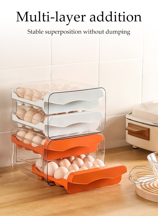 DUNISO 32 Grid Egg Holder for Refrigerator,2 Layers Egg Fresh Storage Box for Fridge,Drawer Egg Storage Container,Shockproof,Drop-Proof and Stackable,for Fridge Home Kitchen - Image 5