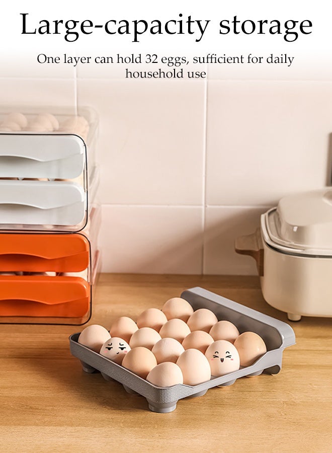 DUNISO 32 Grid Egg Holder for Refrigerator,2 Layers Egg Fresh Storage Box for Fridge,Drawer Egg Storage Container,Shockproof,Drop-Proof and Stackable,for Fridge Home Kitchen - Image 4