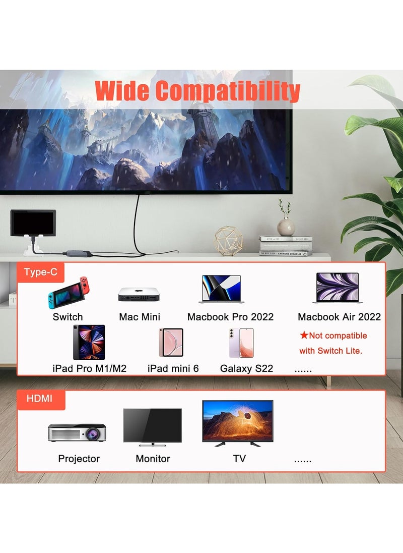 Portable Switch Dock for Nintendo Switch HDMI Adapter Switch Portable Dock for Nintendo Switch TV Adapter Switch Adapter for TV Switch Travel Dock 3-In-1 Switch Docking Station Switch USB C to HDMI