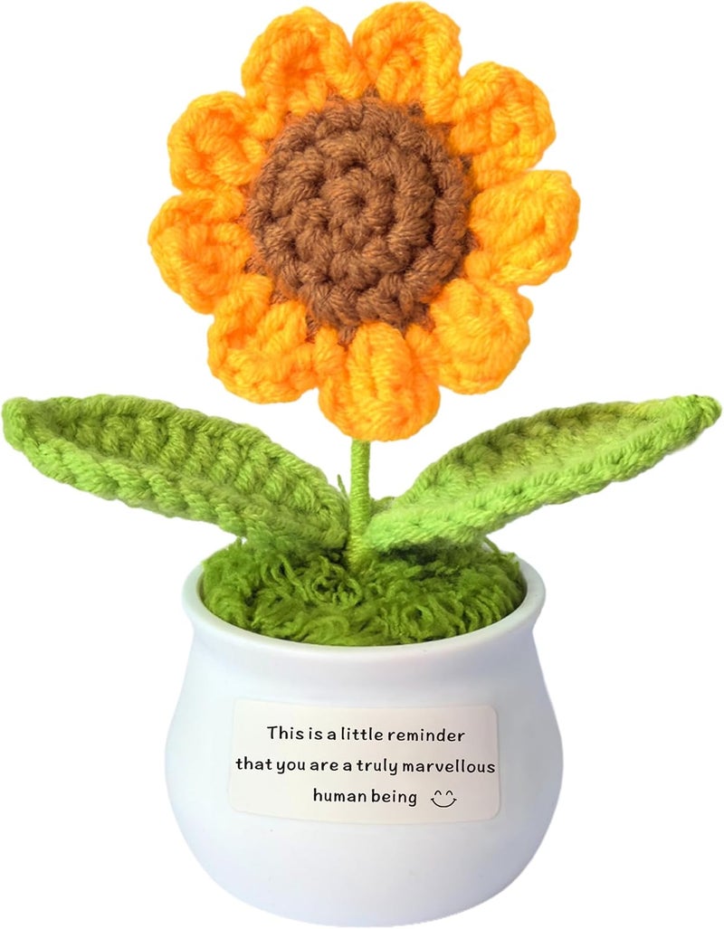 WTOPP Thank You Gifts,Artificial Sunflower Knitted Flower Pot，Appreciation Gift for Coworker, Best Friend, Teacher, Sister, Mum - Christmas, Birthday, Thank You Gift For Women, Men - Image 1