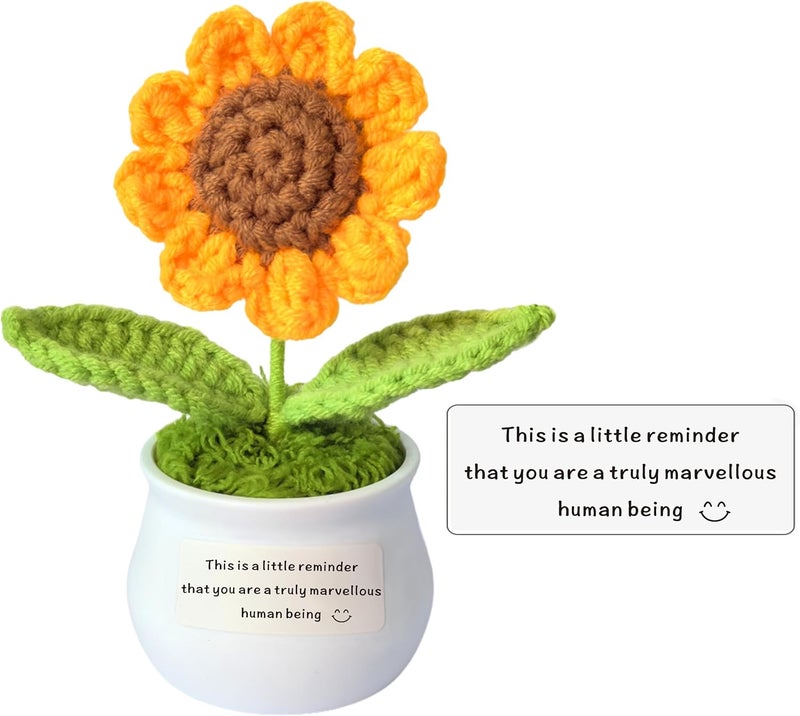 WTOPP Thank You Gifts,Artificial Sunflower Knitted Flower Pot，Appreciation Gift for Coworker, Best Friend, Teacher, Sister, Mum - Christmas, Birthday, Thank You Gift For Women, Men - Image 2