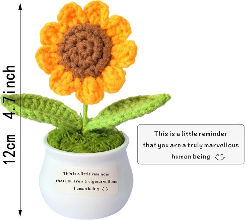 WTOPP Thank You Gifts,Artificial Sunflower Knitted Flower Pot，Appreciation Gift for Coworker, Best Friend, Teacher, Sister, Mum - Christmas, Birthday, Thank You Gift For Women, Men - Image 3