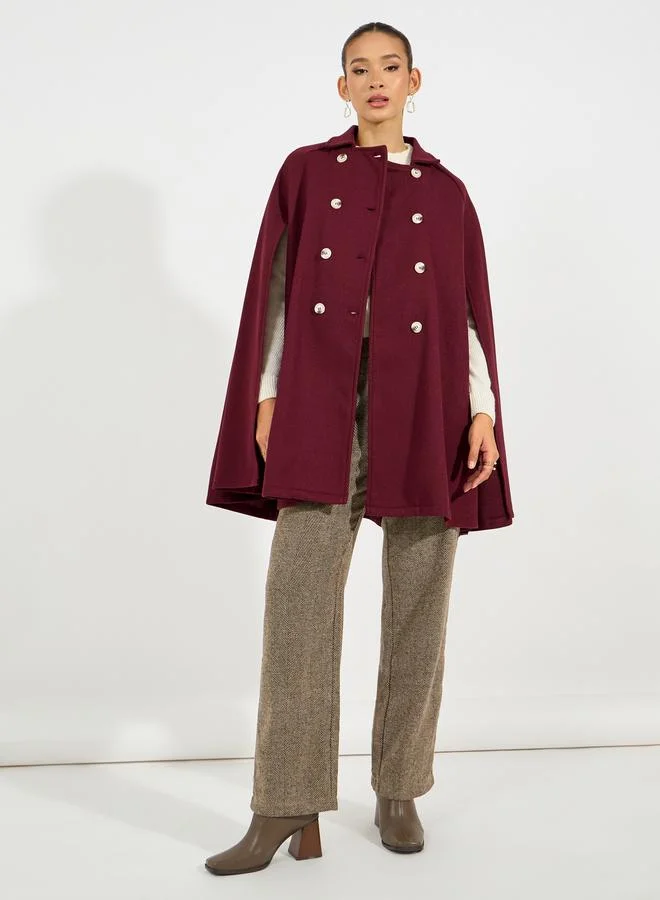 Styli Oversized Longline Wool Like Cape Coat