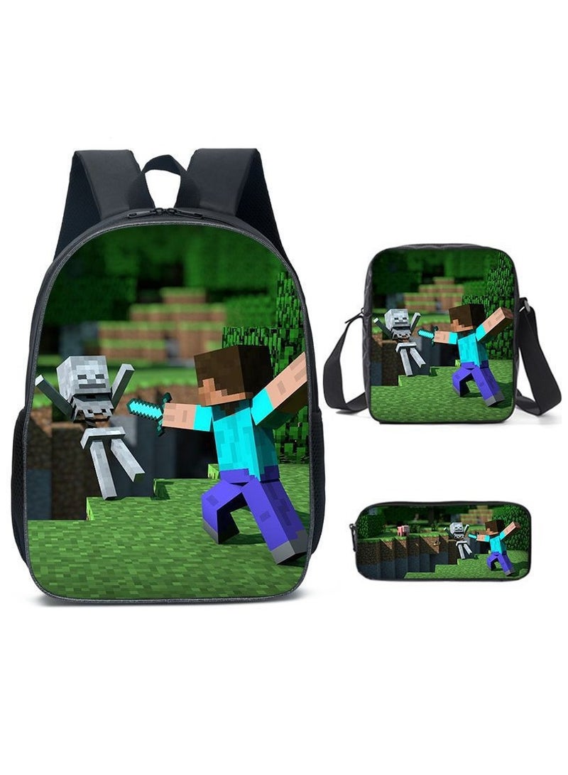 MINECRAFT My World Cartoon Student Backpack Three-piece Set 29*42*16cm