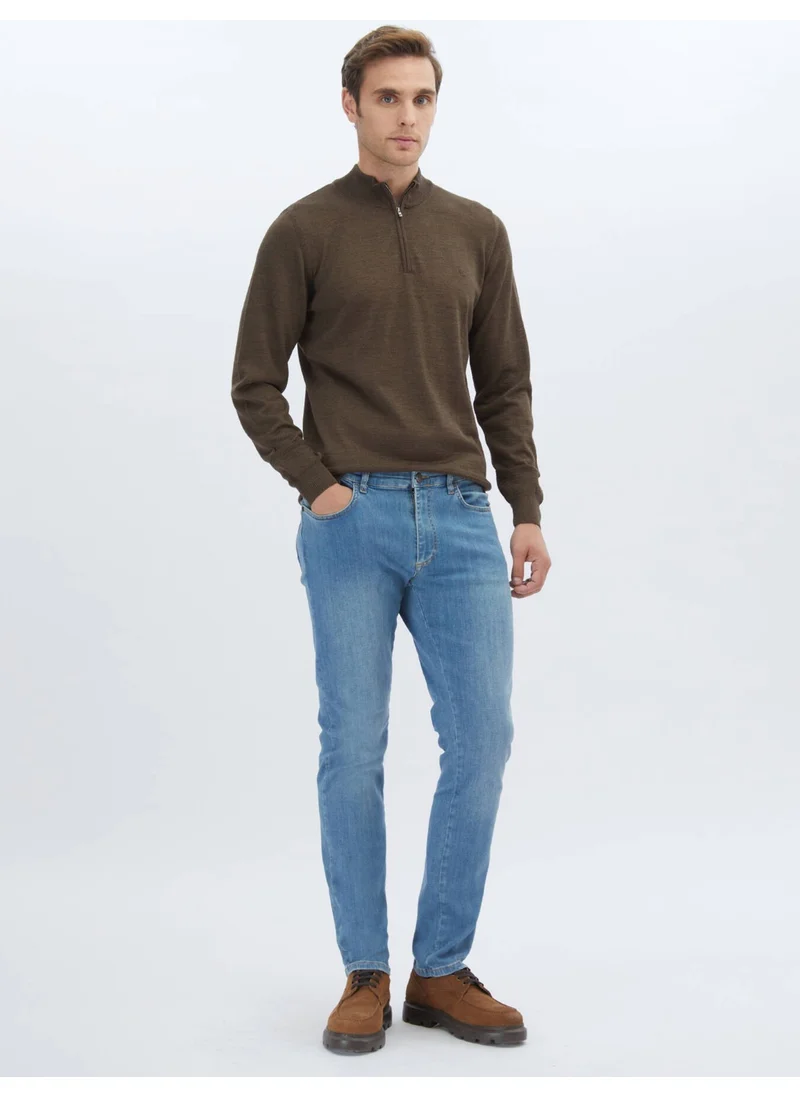 Kip Brown Half Turtleneck Wool Blend Sweater