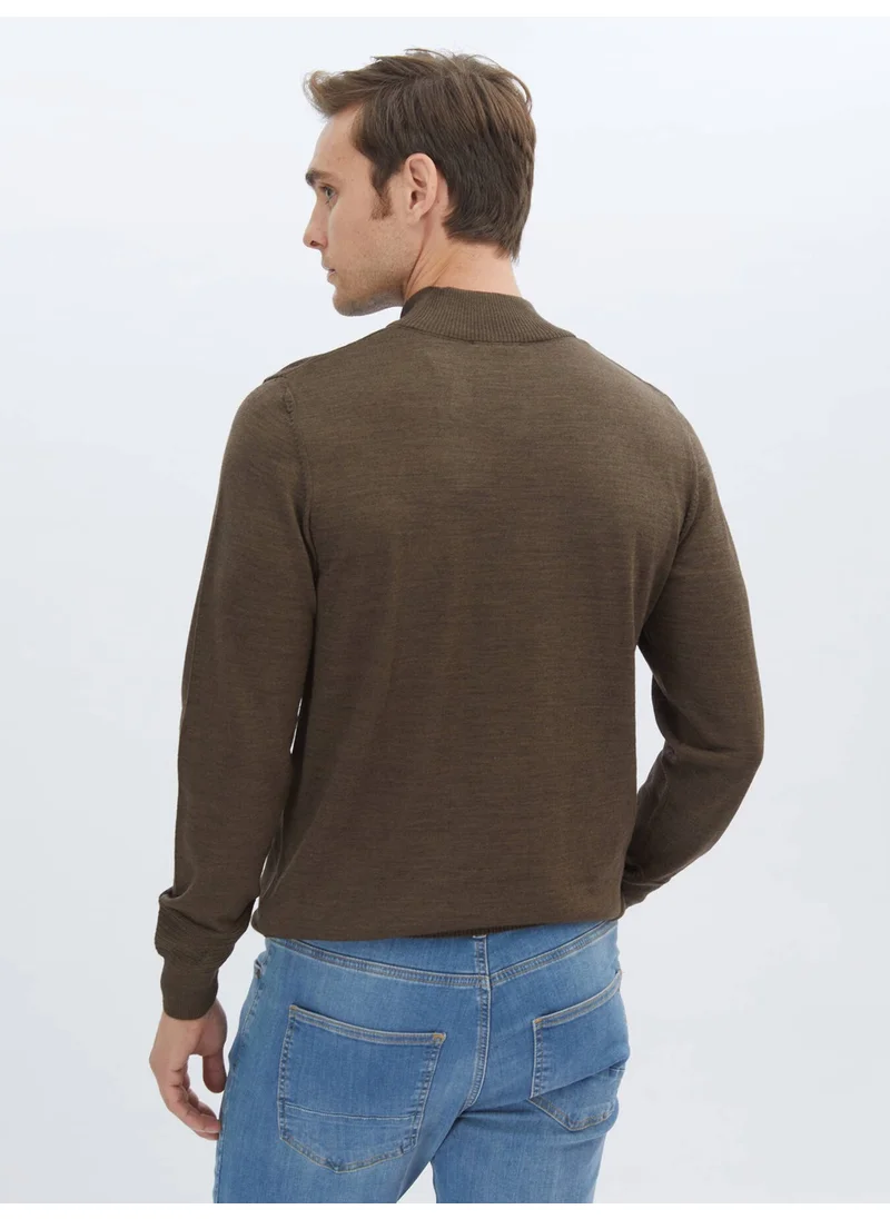 كيب Brown Half Turtleneck Wool Blend Sweater