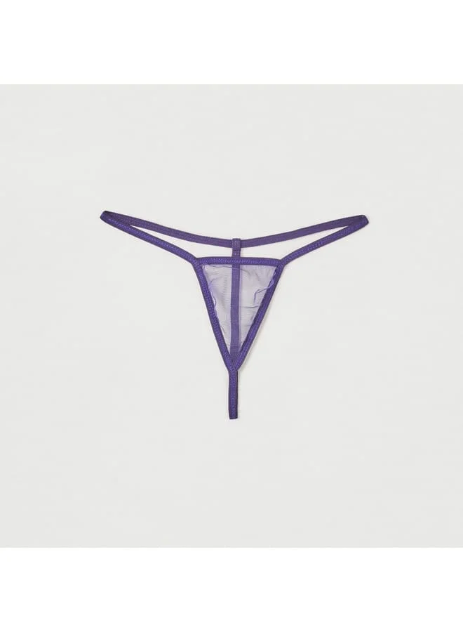 Splash FAV Lace Detail Long Sleeve Robe with Halter Bra and Thongs