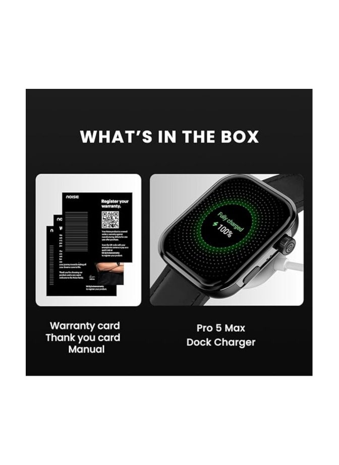 Noise ColorFit Pro 5 Max 1.96" AMOLED Display Smart Watch, BT Calling, Post Training Workout Analysis, VO2 Max, Rapid Health, 5X Faster Data Transfer - Jet Black