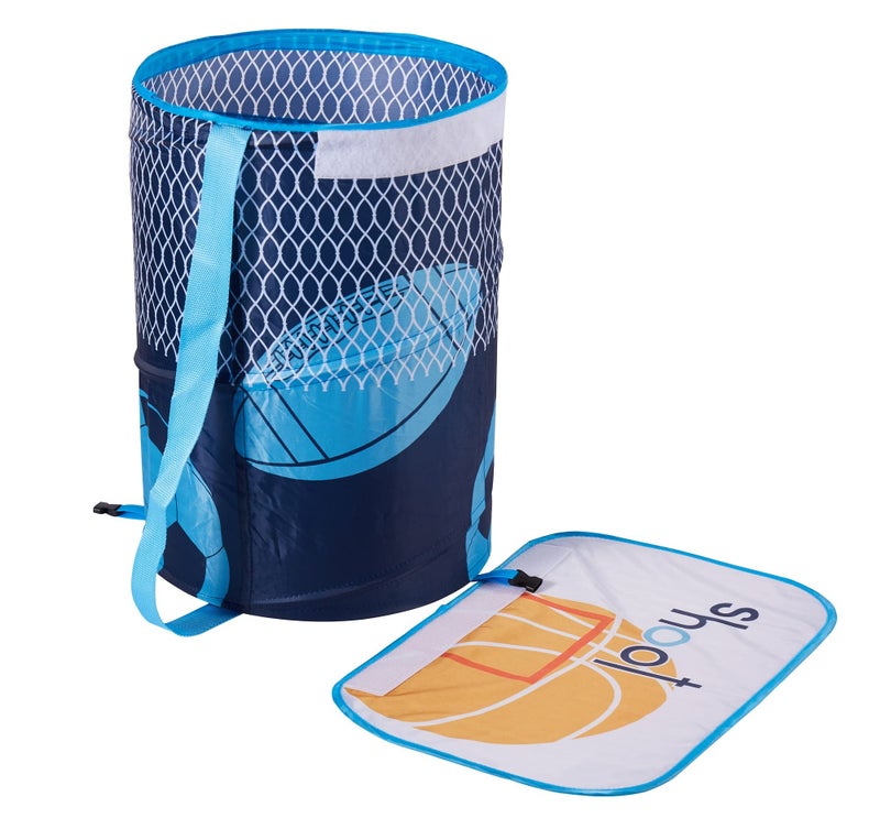 AO BLARE 14X19Inch Basketball Hoop Toy Bucket Laundry Basket Clothes Hamper Toys Basket Storage Bucket Folding Cylinder Laundry Basket Toy Box Organizer Storage Bag - Image 2