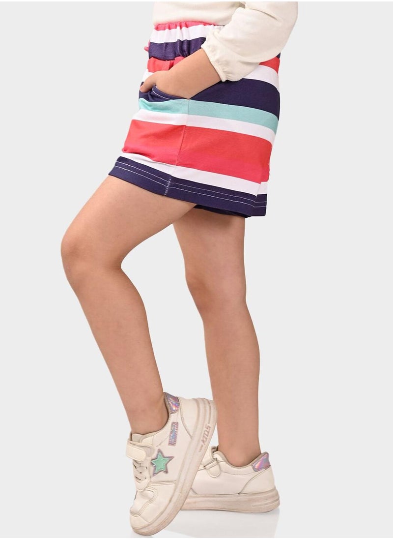 Bonkids Regular Fit Printed Multicolour Cotton Shorts For Girls Pull On 100 % Cotton  - Image 2