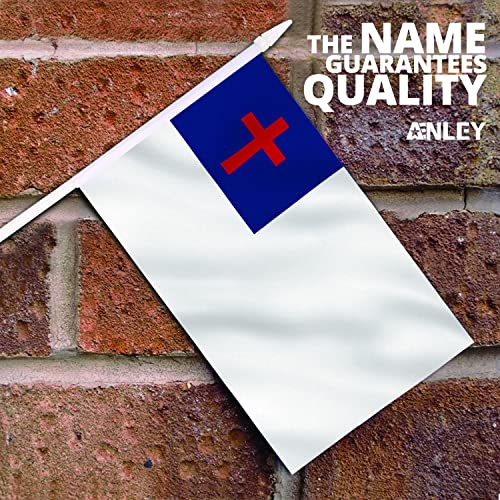 Anley Christian Mini Flag 12 Pack Hand Held Small Miniature Christian Flags on Stick Fade Resistant Vivid Colors 5x8 Inch with Solid Pole Spear Top - Image 3