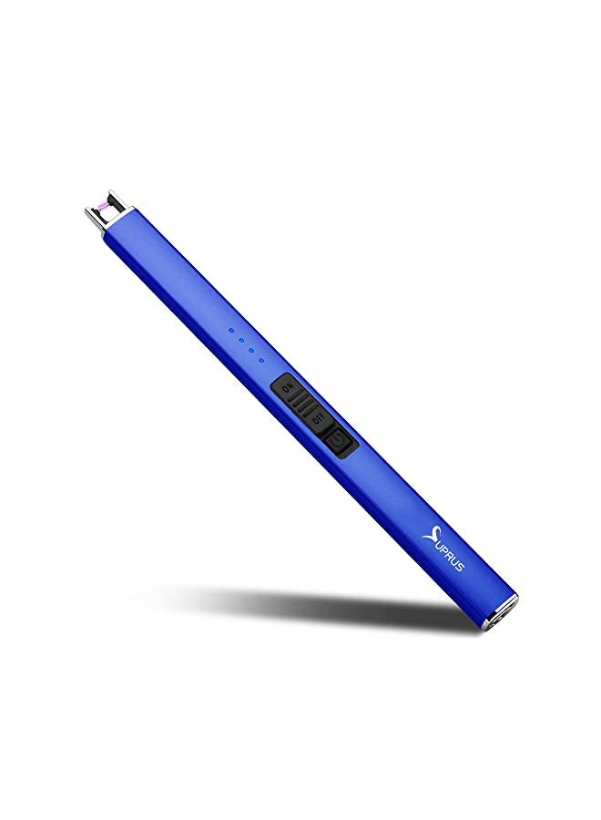 SUPRUS Electric Lighter Arc Windproof Flameless USB Lighter Rechargeable Lighter with Safety Lock for Candle BBQ Camping (Dark Blue) - Image 1
