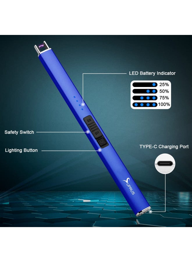 SUPRUS Electric Lighter Arc Windproof Flameless USB Lighter Rechargeable Lighter with Safety Lock for Candle BBQ Camping (Dark Blue) - Image 4