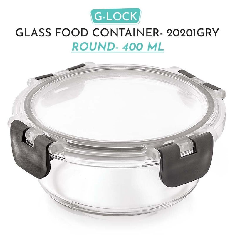 Magnus Magnus G-Lock Glass Food Round Container with Break-Free Detachable Lock – 400ML Borosilicate Glass, Oven & Microwave Safe Lunch Box, Kitchen Essentials, Lunch Boxes for Office Men - Image 2