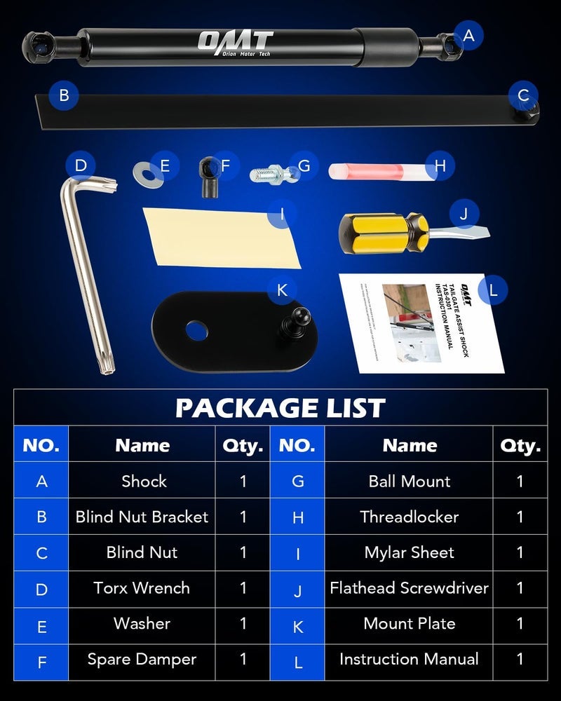 Orion Motor Tech أوريون موتور تك متوافق مع مساعد باب الذيل 04-14 F150 و06-08 لينكولن مارك LT، مساعد رفع باب الذيل للشاحنة متوافق مع فورد F-150 موديل 2004-2014 ولينكولن مارك LTS 2006-2008 - Image 4