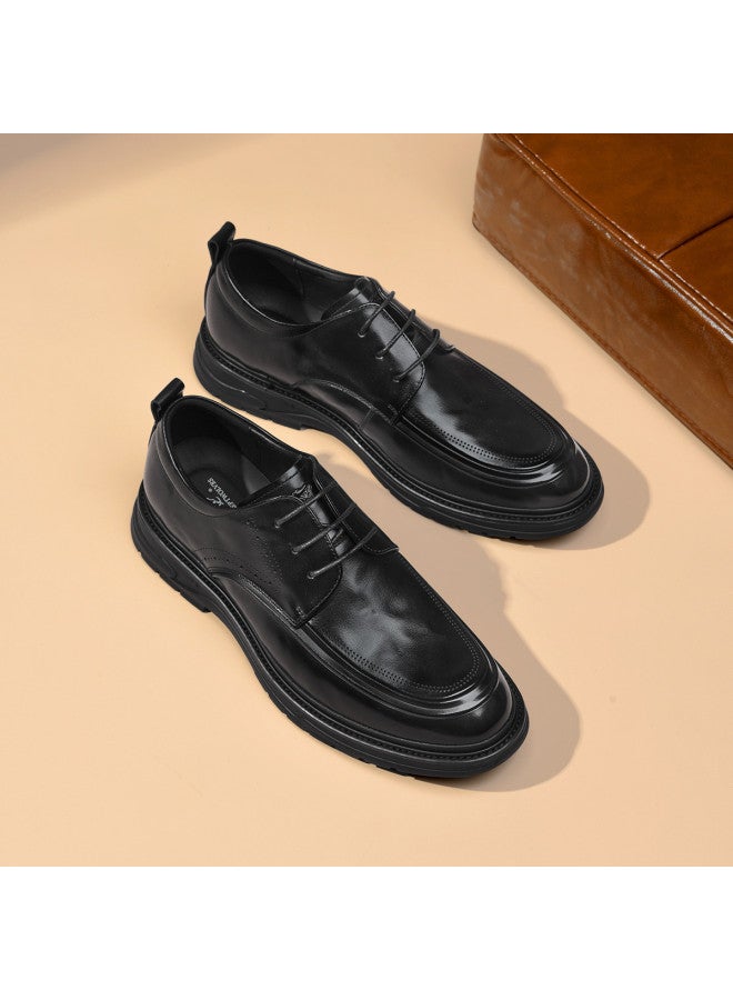 Septwolves Top Grain Leather】 Autumn 2025 New Men's Derby Shoes, Genuine Leather Low Heel Urban Light Luxury Business Dress Shoes - Image 4