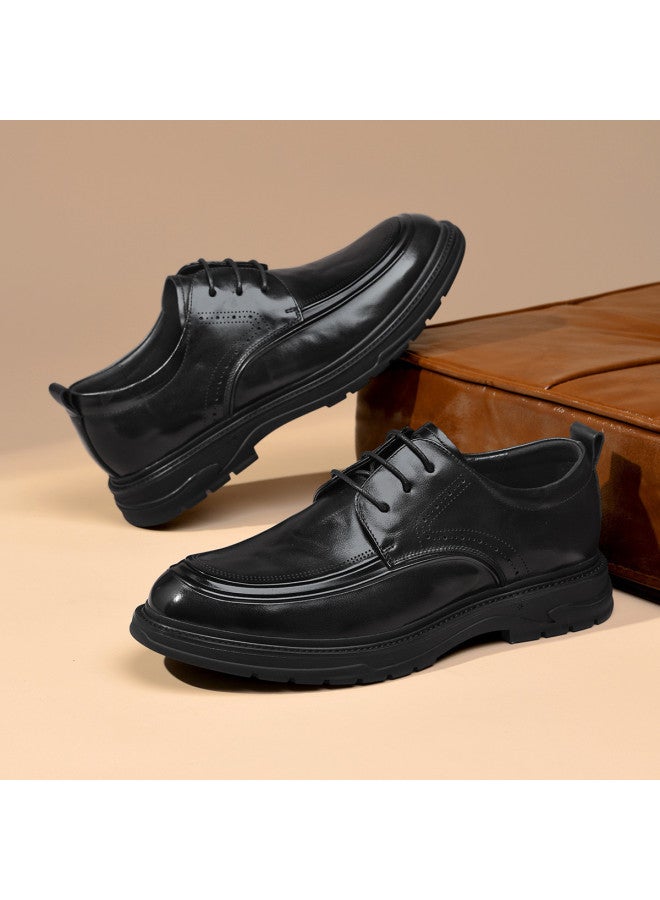 Septwolves Top Grain Leather】 Autumn 2025 New Men's Derby Shoes, Genuine Leather Low Heel Urban Light Luxury Business Dress Shoes - Image 3