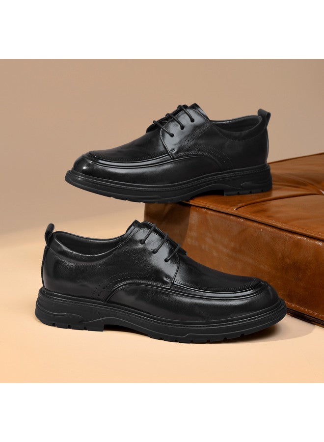Septwolves Top Grain Leather】 Autumn 2025 New Men's Derby Shoes, Genuine Leather Low Heel Urban Light Luxury Business Dress Shoes - Image 2