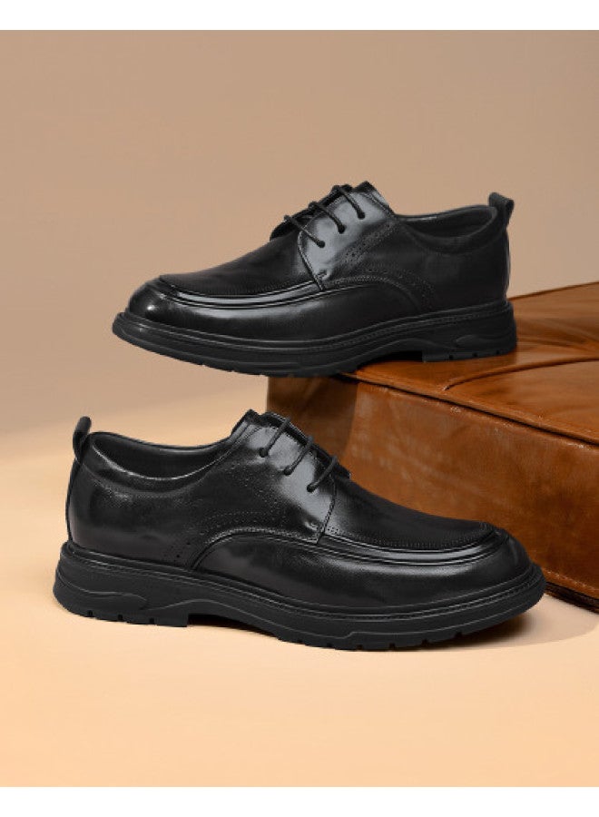 Septwolves Top Grain Leather】 Autumn 2025 New Men's Derby Shoes, Genuine Leather Low Heel Urban Light Luxury Business Dress Shoes - Image 1