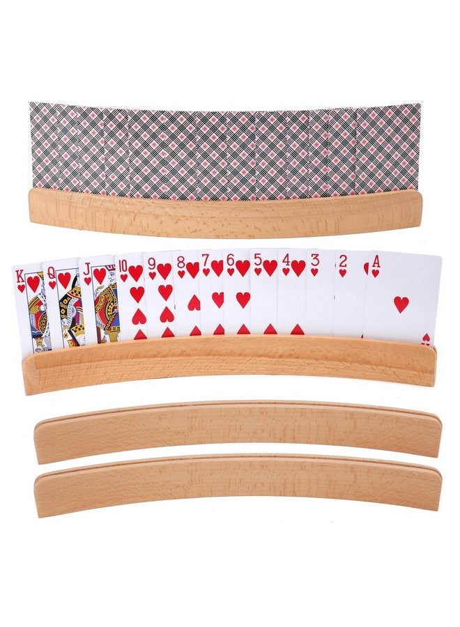Tebery حامل بطاقات اللعب الخشبي من تيبيري 4 عبوات | رف | صينية تنظيم رفوف بتشطيب طبيعي - Image 1
