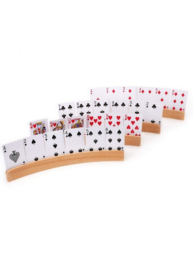 Tebery حامل بطاقات اللعب الخشبي من تيبيري 4 عبوات | رف | صينية تنظيم رفوف بتشطيب طبيعي - Image 2