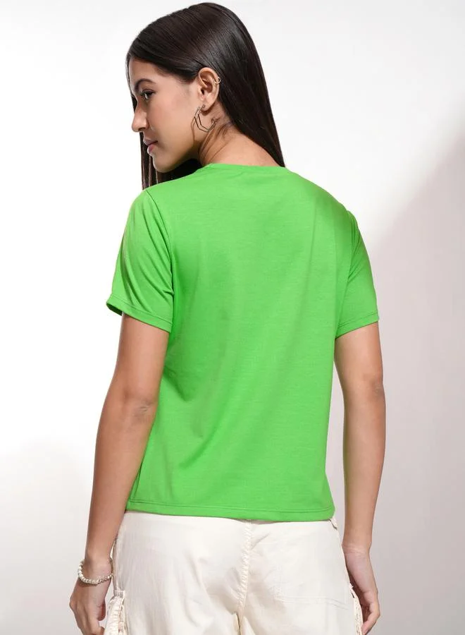 Tokyo Talkies Tokyo Talkies Solid Round Neck Slim Fit T-Shirt