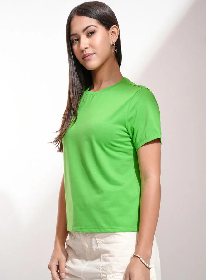 Tokyo Talkies Tokyo Talkies Solid Round Neck Slim Fit T-Shirt