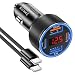 Besgoods Car Charger for iPhone 17 16 15 Pro Max Besgoods 4Port Cigarette Lighter Adapter USB C USB A Car Phone Charger Fast Charging Voltmeter for Galaxy S25 S24 S23 A15 A54 Android 6ft USB C to C Cable - Image 2