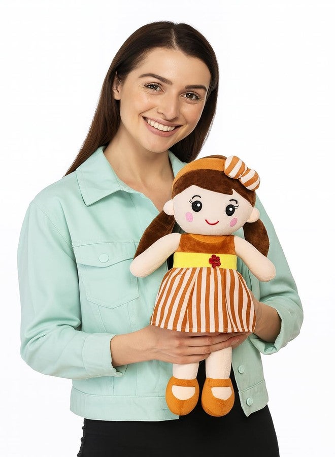 Fun4you Soft Doll Toy for Kids | Cute Plush Doll with Striped Dress | Washable Cuddly Soft Toy for Girls | Baby Soft Doll Birthday Gift for Kids Boys Girls | Medium Size - Image 2
