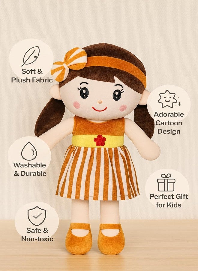 Fun4you Soft Doll Toy for Kids | Cute Plush Doll with Striped Dress | Washable Cuddly Soft Toy for Girls | Baby Soft Doll Birthday Gift for Kids Boys Girls | Medium Size - Image 4