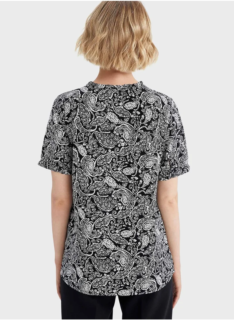 DeFacto Printed Tie Detail Top