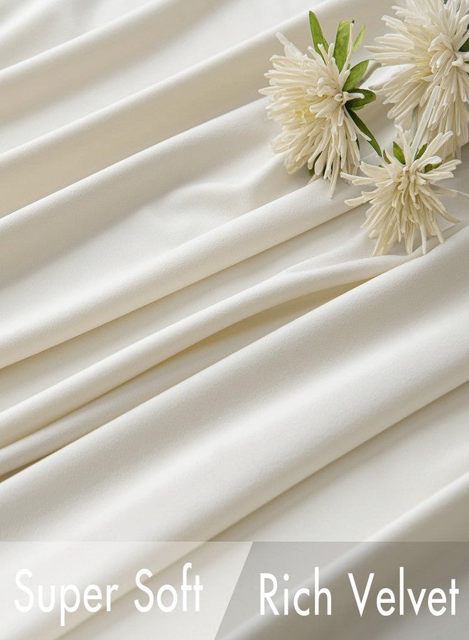 MIULEE Velvet Curtains 84 inches - Luxury Curtains for Bedroom Living Room Room Darkening Thermal Insulated Super Soft Window Drapes Rod Pocket & Back Tab, Ivory, W52 x L84 inches, 2 Panels - Image 4