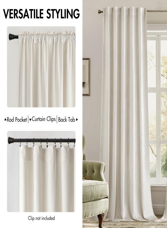 MIULEE Velvet Curtains 84 inches - Luxury Curtains for Bedroom Living Room Room Darkening Thermal Insulated Super Soft Window Drapes Rod Pocket & Back Tab, Ivory, W52 x L84 inches, 2 Panels - Image 2