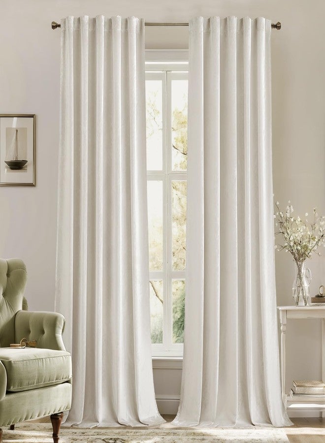 MIULEE Velvet Curtains 84 inches - Luxury Curtains for Bedroom Living Room Room Darkening Thermal Insulated Super Soft Window Drapes Rod Pocket & Back Tab, Ivory, W52 x L84 inches, 2 Panels - Image 1