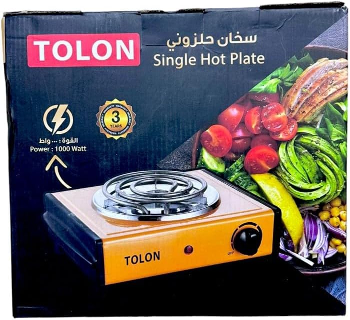 تولون موقد كهربائي حلزوني بقوة 1000 واط من TOLON، أبيض، مع مفتاح التحكم في الحرارة | سخان كهربائي بشعلة حلزونية واحدة للطهي والتدفئة بكفاءة - Image 4