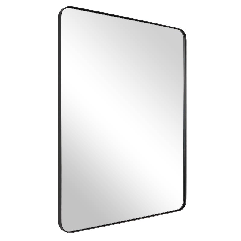 ANDY STAR Wall Mirror for Bathroom 24x36 Inch Black Bathroom Mirror Stainless Steel Metal Frame with Rounded Corner Rectangle Glass Panel Wall Mounted Mirror Decorative for Bathroom