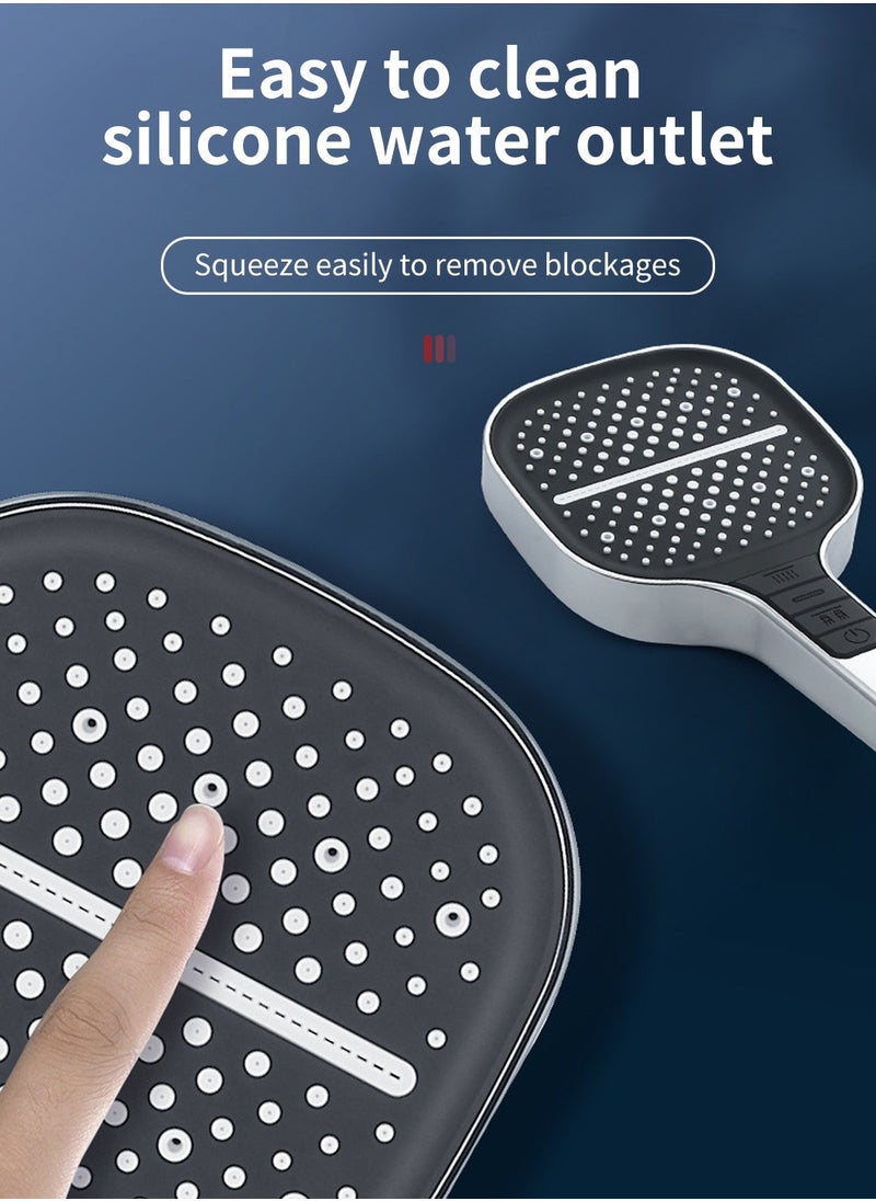 LEOKOR رأس دش كبير مربع الضغط عالي 8 أوضاع رش رأس دش محمول مع مفتاح تشغيل/إيقاف وخرطوم من الفولاذ المقاوم للصدأ بطول 1.5 متر  - Image 4