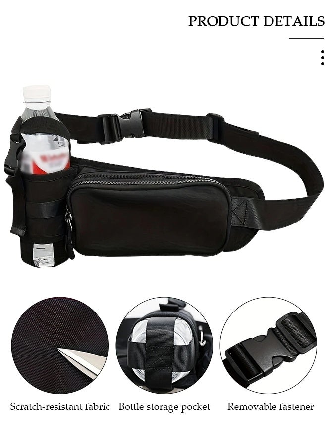 Running Belt Waist Pack，Large Capacity Waterproof  Running Belt with  Zipper Pocket, Lightweight Waist Bag with Bottle Holder  for Morning Runs, Workouts,  Cycling，DogWalking，Jogging Training